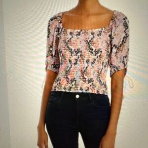 FREE PEOPLE Back On Top Smocked Floral Top